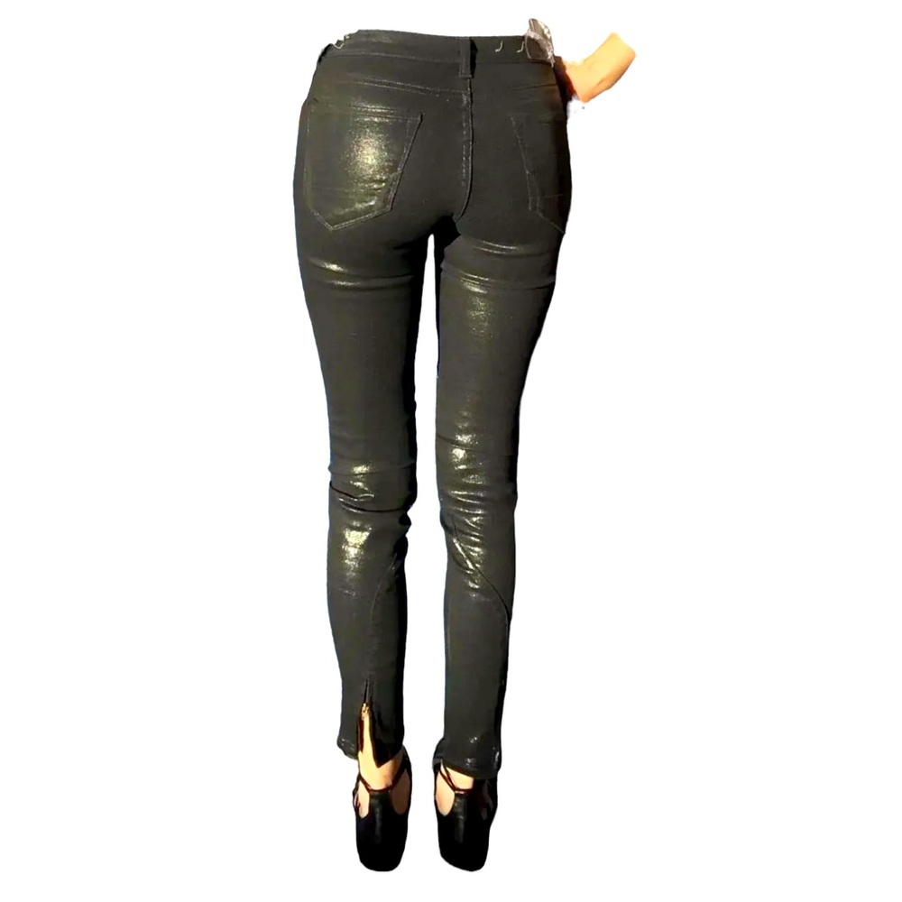 All Saints Black Metallic Low Rise Super Skinny Jeans
